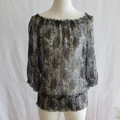 INC International Concepts silk Animal print sheer top size 4 S — 第 1/3 张图片
