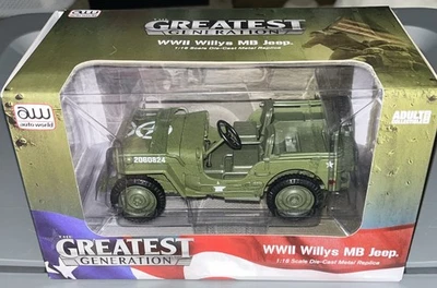 1:18 Auto World 1941 WWII Willys MB Jeep Military Police US Army Green Olive - Image 1 of 4