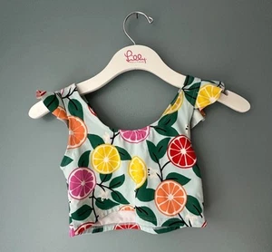 HANNA ANDERSSON Girls size 140 :/ US Sz 10 BRIGHT SWIM Bikini Top lemons oranges - Picture 1 of 4