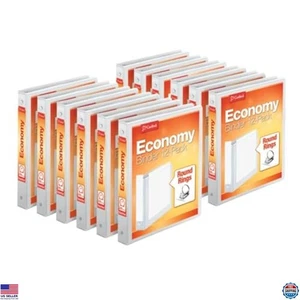 Economy 3-Ring Binders 1" Round Rings, Holds 225 Sheets, ClearVue, White, 12 - Picture 1 of 6