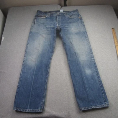 Винтажные мужские джинсы Levis 501 38x32 синие вареные на пуговицах прямые джинсы хлопок - Изображение 1 из 4