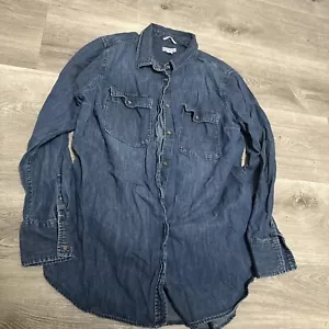 Camicia blu Merona a maniche lunghe abbottonate tasca donna taglia 2X - Foto 1 di 2