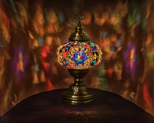 Mosaiklampe Bunt L 12 auf 10 cm Bunte Handgefertigt Mosaik Glass - Bild 1 von 1