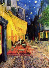 VINCENT VAN GOGH - Cafe Terrace at Night - *FRAMED* CANVAS ART - 24x16"