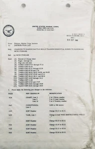 Manual de Entrenamiento de Habilidades de Batalla Marina Cambios USMC de Colección 1989 - Imagen 1 de 1
