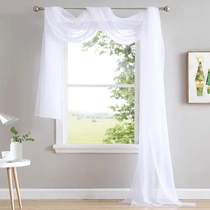 Sheer Canopy Bed Curtain W60 X L216 1 Panel Voile Scarf Valance for Wedding - Picture 1 of 12