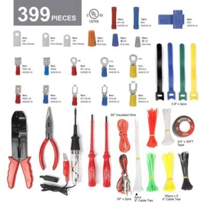 Auto Electrical Repair Kit 399 Piece Crimping Tools Wire Connectors Cable Ties - Picture 1 of 14