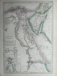 1854 Egypt Hand Coloured Original Antique Map by Adam & Charles Black - Picture 1 of 3