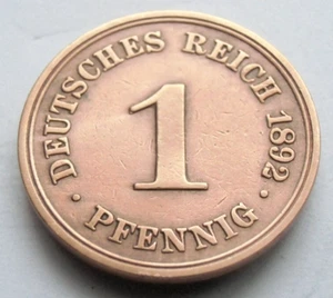 (457) GERMANY EMPIRE 1 PFENNIG COIN 1892 A - Picture 1 of 2