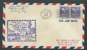 1949 Albany NY To Boston AMF Via Rte AM-79 1st Flt W/3c Prexy Coil Pr #842-- - Picture 1 of 1