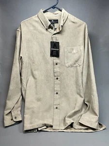 Consensus Sportswear Men's Button Up Taup Shirt Medium Long Sleeve Regular Fit - Picture 1 of 11