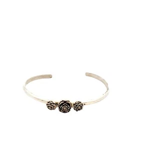 Vintage Sterlingsilber signiert Carol Felley 1991 drei Rosen Blumen Armreif Armband 6 - Bild 1 von 8