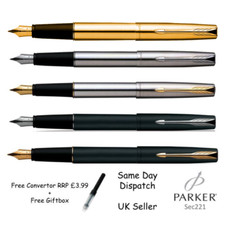  PERSONALISED ENGRAVED PARKER FRONTIER STAINLESS STEEL FOUNTAIN PEN -BLACK,Gold 