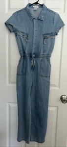 Tween Diva Size 16 One-Piece Medium Wash Denim Jean Romper Snap Closure Jumpsuit - Picture 1 of 12