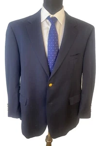 Ralph Ralph Lauren Blazer Uomo 48R Blu Navy Oro Ottone Bottoni Lana - Foto 1 di 12