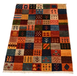 Alfombra persa Gabbeh Loribaft Qashqai 119x82 cm moderna anudada a mano multicolor nueva - Imagen 1 de 9