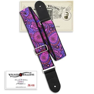 Walker & Williams JK-08 Vintage Modern Hot Magenta And Purple Paisley Design - Picture 1 of 8
