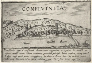 Antique Map "Confluentia" (Koblenz-Germany) Francesco Valegio-Rascicotti, c.1598 - Picture 1 of 2