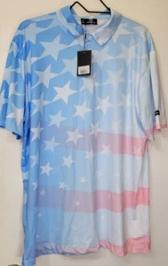 New Greenside Men's XL Stars & Stripes American Flag Collared Golf Polo T-Shirt - Picture 1 of 4