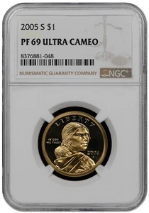 2005 S Proof sacagawea dollar graded by NGC PF 69 ULTRA CAMEO - Picture 1 of 2