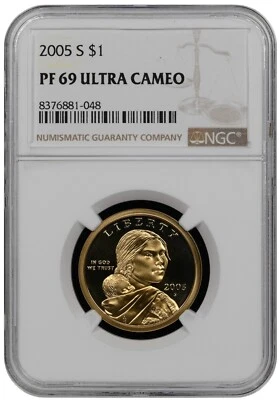 2005 S Proof sacagawea dollar graded by NGC PF 69 ULTRA CAMEO - Image 1 of 2