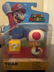Super Mario TOAD 4" Figure w/ Question ? Block - Jakks Pacific 2023 Toy - NEW - Picture 1 of 2