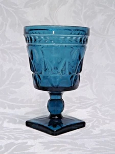 Vintage Indiana Glass Colony Park Lane Blue Teal Wine Water Glass Goblet - Picture 1 of 12