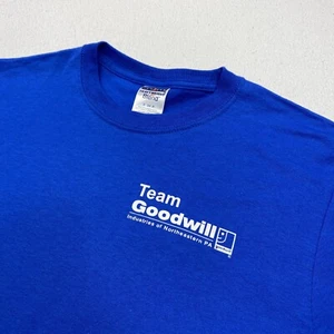 Goodwill T shirt Adult Small Blue Team. Goodwill Double Sided Print - Picture 1 of 10