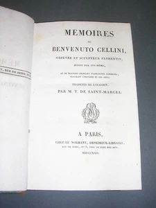 Italie sculpture Mémoires de Benvenuto Cellini 1822 complet en un volume relié - Picture 1 of 3