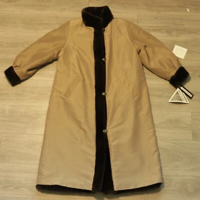 Gabardina reversible de piel sintética Marvin Richards J Percy 12 bolsillos marrón tostado nueva con etiquetas Foto 1 de 4