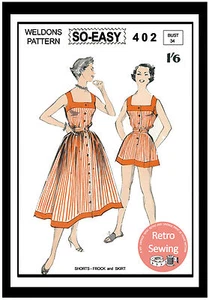 50er Jahre Spielanzug und Rock Schnittmuster - Rockabilly - Pin-Up - Bild 1 von 2