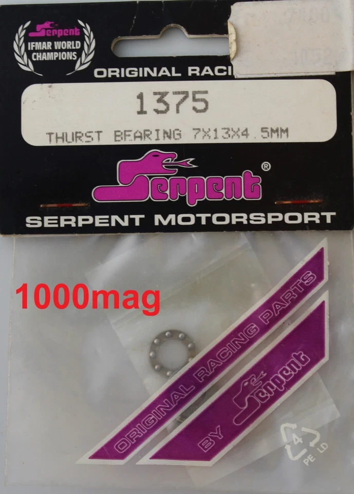SERPENT MOTORSPORT THRUST BEARING  7X13X4.5mm  1375    RACING CAR - Photo 1/1