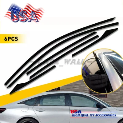 6x Chrome Delete Blackout Window Trims Glossy Black For Honda Accord 2018-2022 Foto 1 de 4