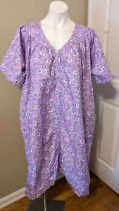 Casual Nights Womens SS Lavender Floral Snap Front House Dress/Housecoat 3X NWOT - Picture 1 of 14