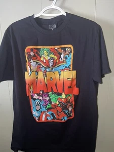 Marvel Hemd Herren Large Schwarz Grafik Vintage Style Spiderman Thor Hulk - Bild 1 von 3