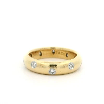 Tiffany & Co. Etoile 18k Yellow Gold Platinum Burnish Diamond Classic Band Ring - Image 1 of 4