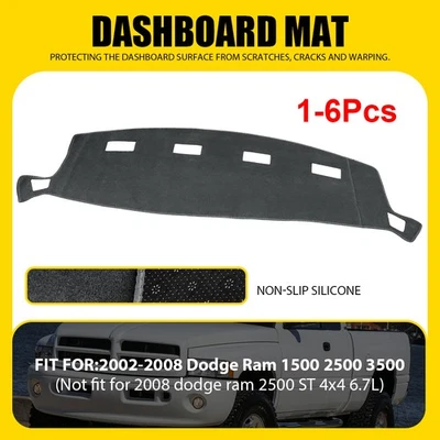 Alfombrilla de tablero para Dodge Ram 1500 2500 2002-2008 cubierta tablero interior coche almohadilla 1-6X Foto 1 de 4