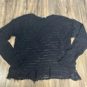 Zara Loose Knit Shirt Women’s L/XL Black - Picture 1 of 11
