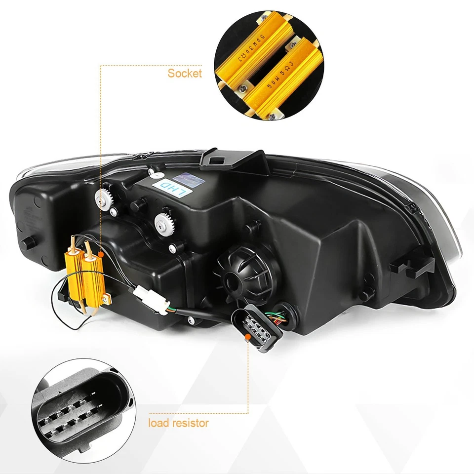 Fit For Audi A4/S4 2005-2008 LED DRL+Turn Signal Projector Headlight/Lamp Chrome Foto 1 de 4