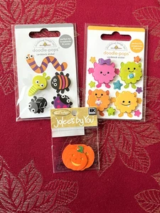 #D84- 2 PKGS HALLOWEEN DOODLE-POPS 3D STICKERS & JOLEE'S PUMPKIN EMBELLISHMENTS - Picture 1 of 1