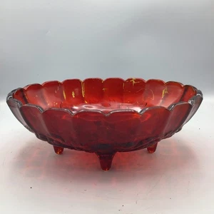 Ruby Indiana Glass Vintage Bowl #7419 Red Oval Center 12" x 8.5" x 5" Carnival - Picture 1 of 4