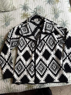 Suéter Cárdigan Abierto Santa Fe Negro/Blanco-Talla Mediana ECI Western-Vaquera Foto 1 de 4