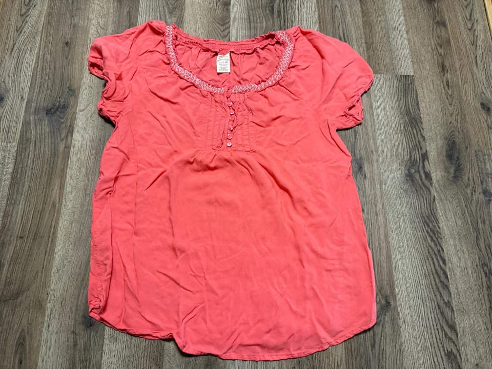 Faded Glory Blouse, Women's Size Large, Pink, Short Sleeve - Image 1 of 4