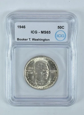 1946 Booker T Washington Commemorative Half Dollar MS65 ICG - Image 1 of 4