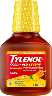 Tylenol líquido grave para resfriado e gripe, alívio diurno, mel limão 8 fl oz - Imagem 1 de 4