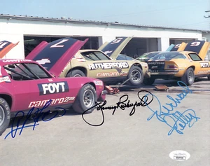 AJ FOYT+RICHARD PETTY+RUTHERFORD HAND SIGNED 8x10 COLOR PHOTO 3 SIGNED JSA - Picture 1 of 1