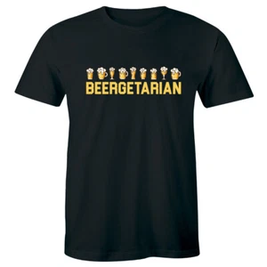 T-shirt uomo divertente birra vegetariana ama bere festa maglietta - Foto 1 di 1
