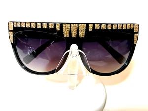 NEW JIMMY CRYSTAL WOMENS SUNGLASSES GL1164 BLACK GOLD OVERSIZE SWAROVSKI - Picture 1 of 4