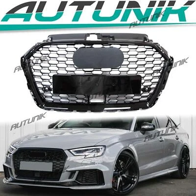 Fit 2017-2020 Audi A3 8V S3 With ACC Honeycomb Front Grille Grill RS3 Style - Image 1 of 4