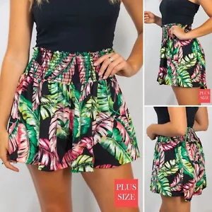 Pantalones Cortos Pull-on Cintura Calada Abedul Blanco 1X Negro Verde Rosa Tropical Palma Nuevo sin Etiquetas - Imagen 1 de 10